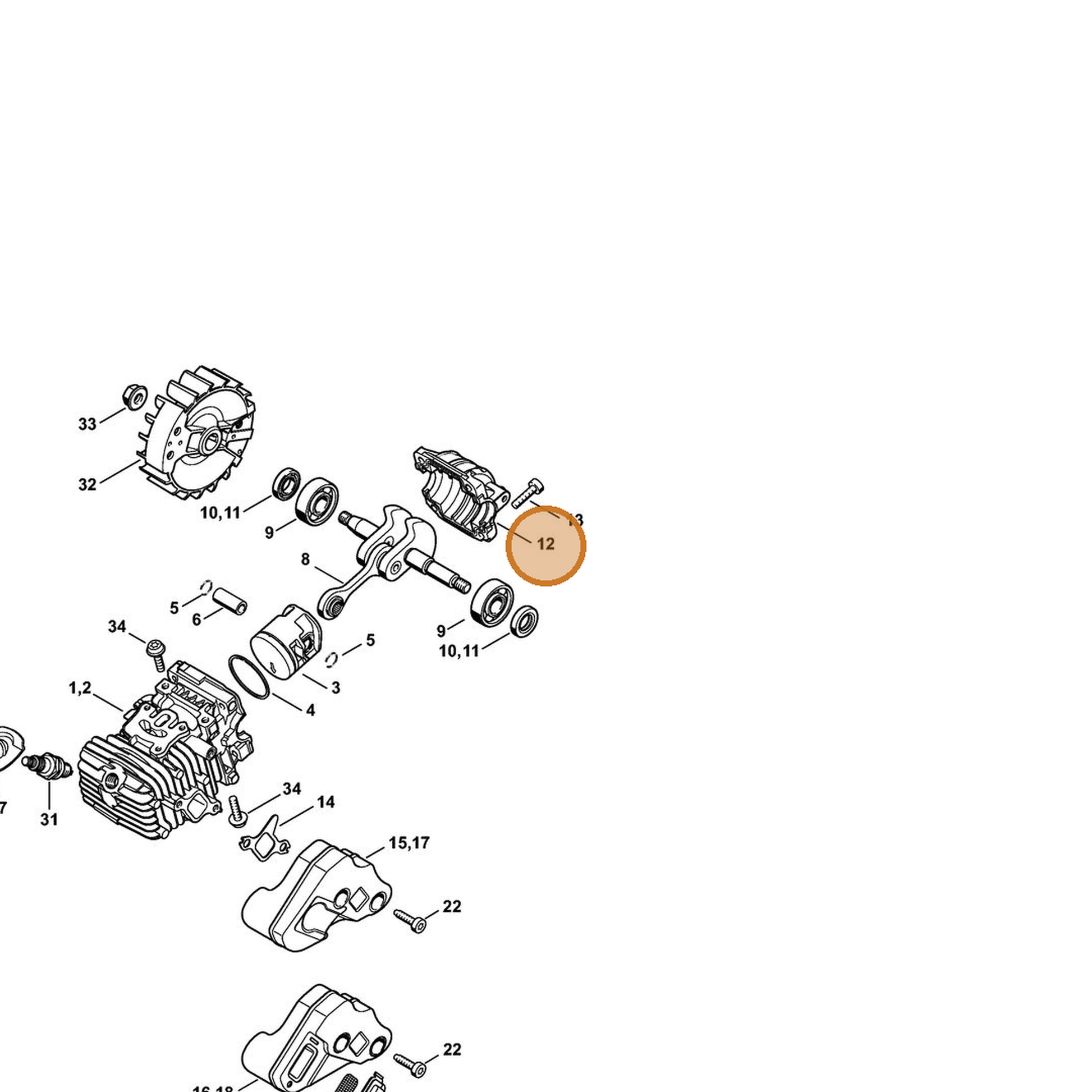 STIHL part 1137-021-2503 — IPL diagram snippet (6x zoom, amber highlight)