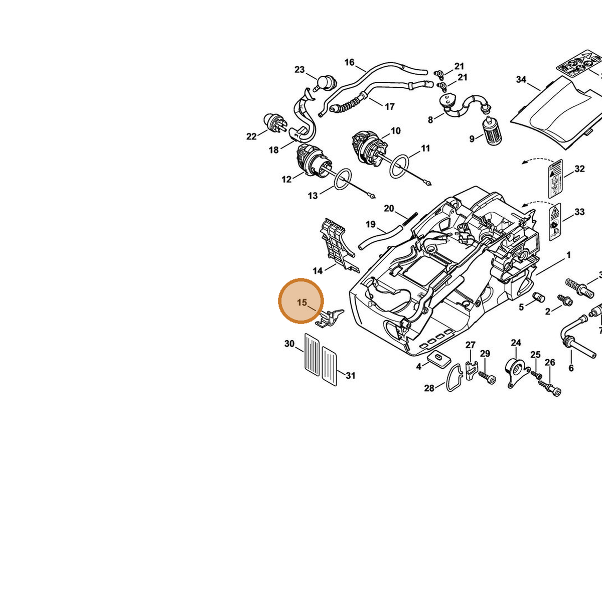 STIHL part 1137-028-1500 — IPL diagram snippet (6x zoom, amber highlight)
