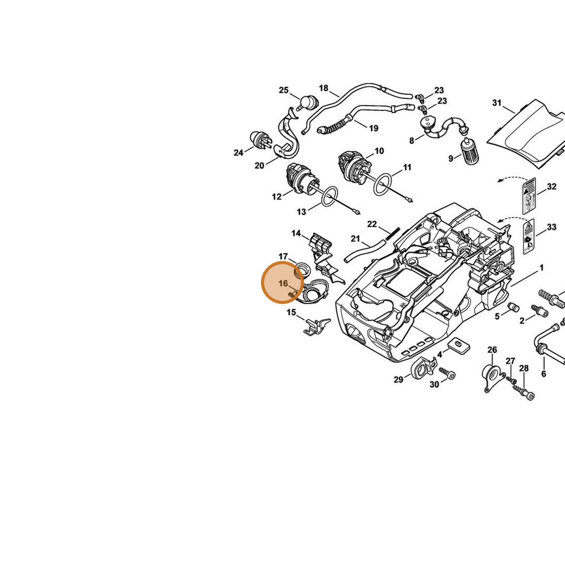 STIHL part 1137-028-2900 — IPL diagram snippet (6x zoom, amber highlight)