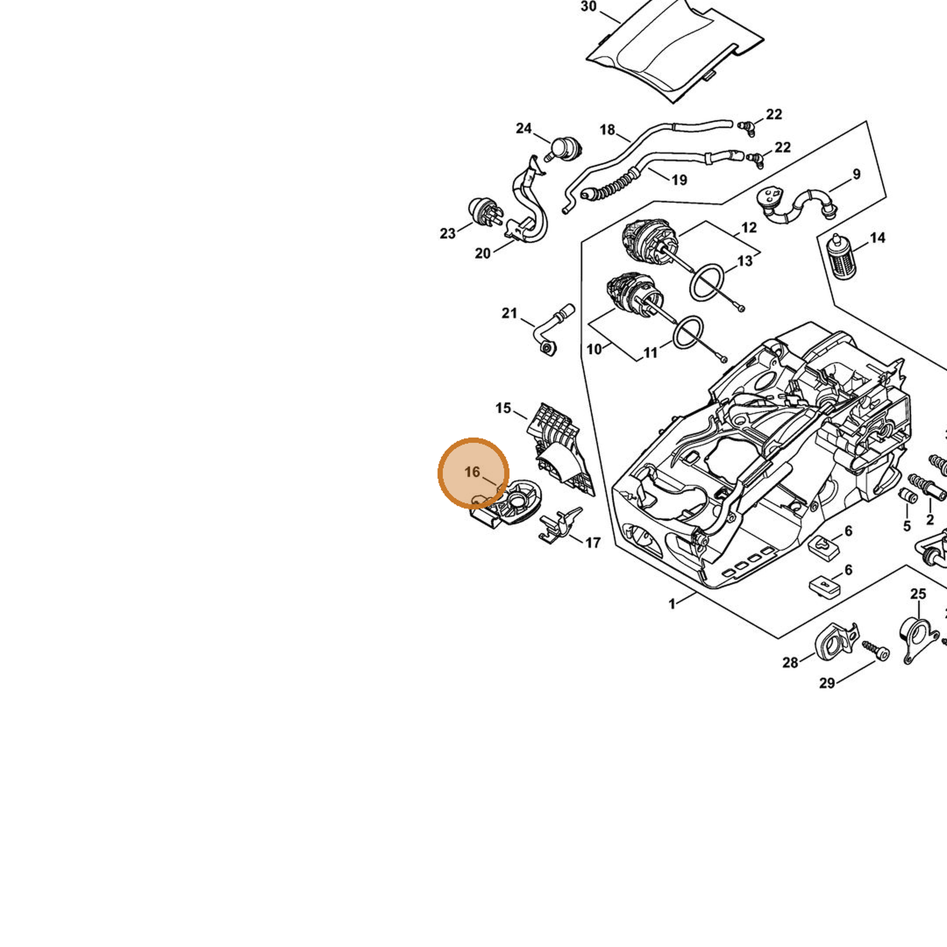 STIHL part 1137-028-2902 — IPL diagram snippet (6x zoom, amber highlight)
