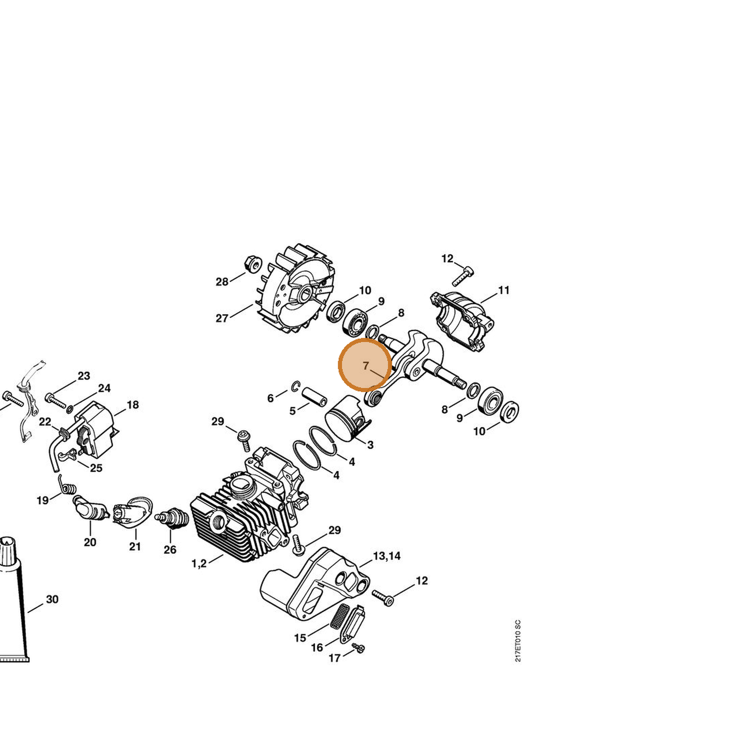 STIHL part 1137-030-0400 — IPL diagram snippet (6x zoom, amber highlight)