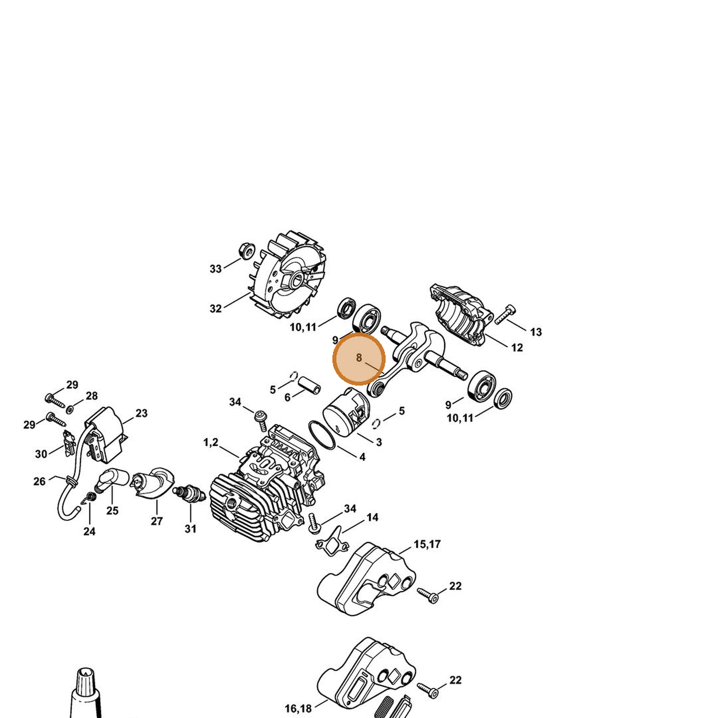 STIHL part 1137-030-0402 — IPL diagram snippet (6x zoom, amber highlight)