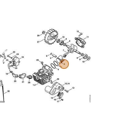 STIHL part 1137-030-2002 — IPL diagram snippet (6x zoom, amber highlight)