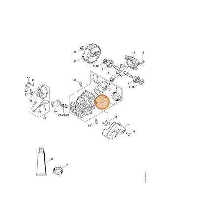 STIHL part 1137-030-2012 — IPL diagram snippet (6x zoom, amber highlight)