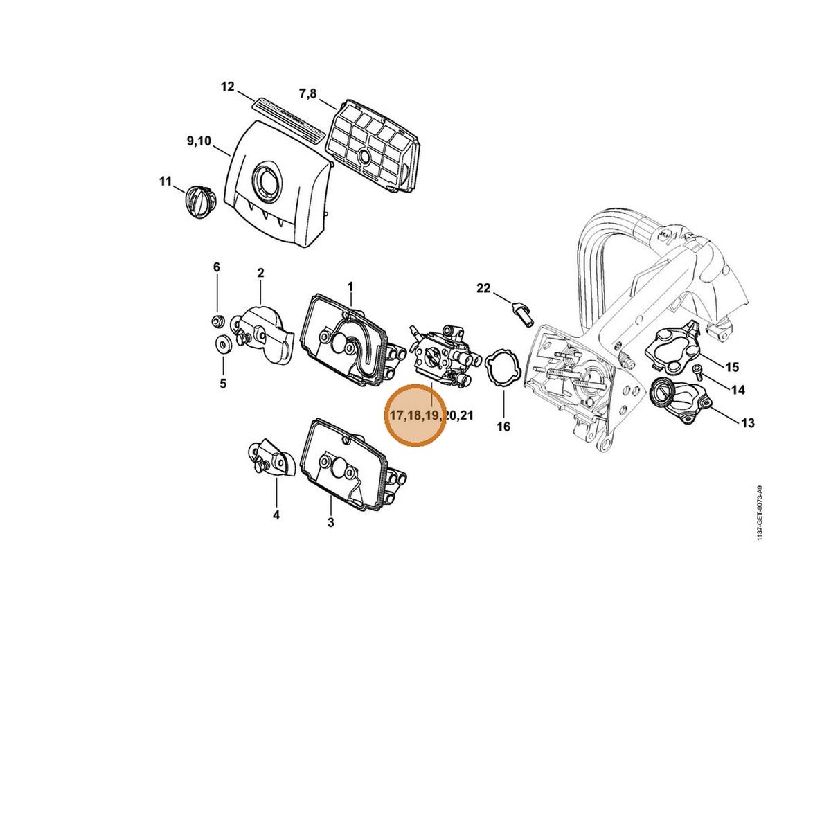 STIHL part 1137-120-0617 — IPL diagram snippet (6x zoom, amber highlight)