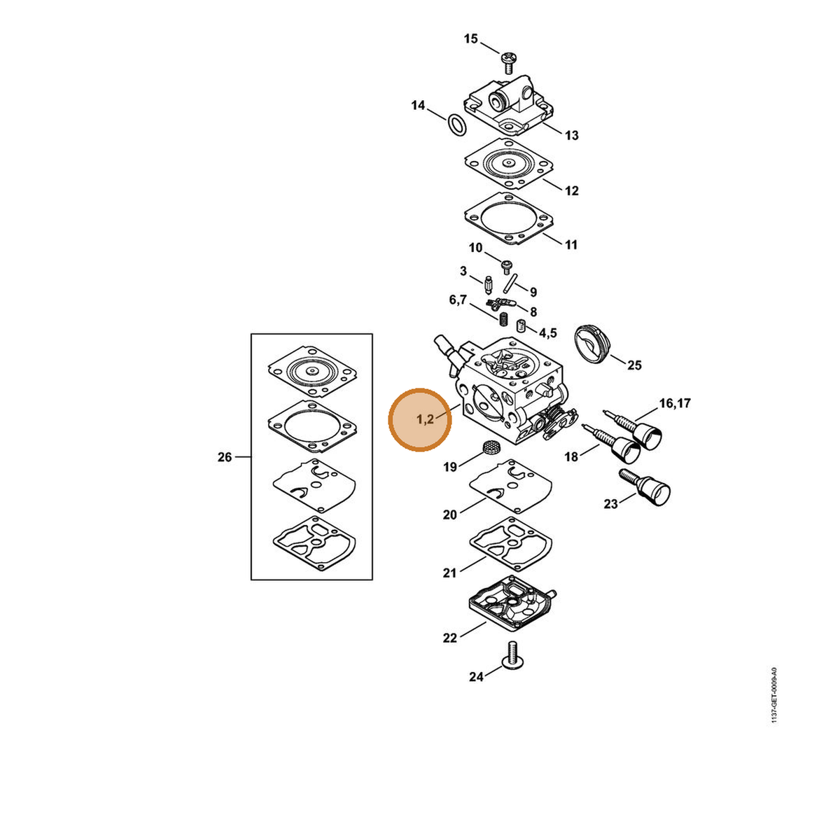 STIHL part 1137-120-0619 — IPL diagram snippet (6x zoom, amber highlight)