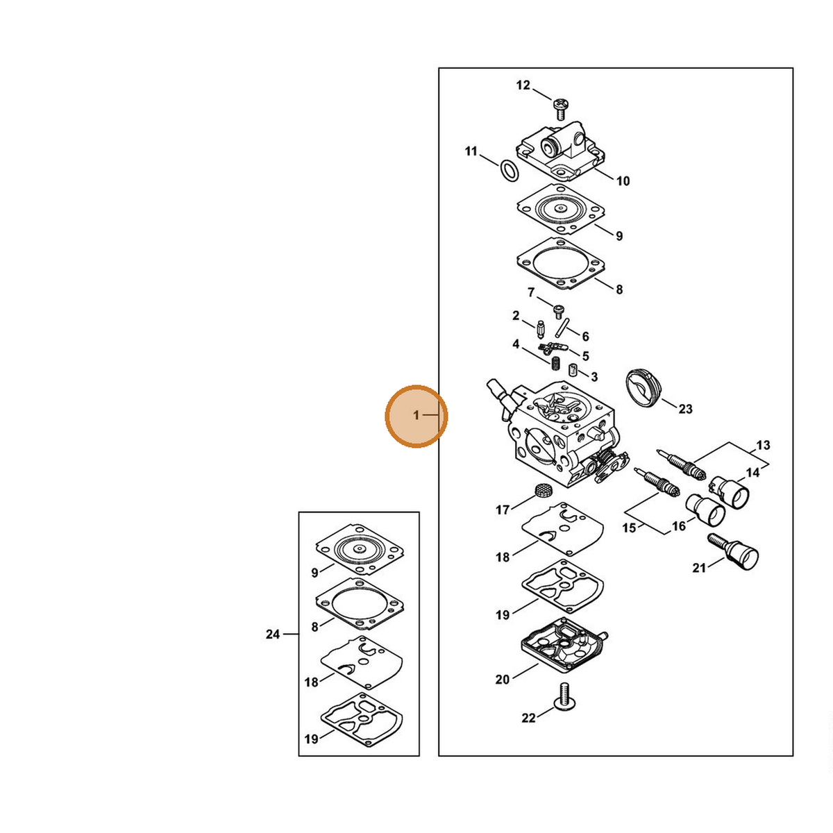 STIHL part 1137-120-0620 — IPL diagram snippet (6x zoom, amber highlight)
