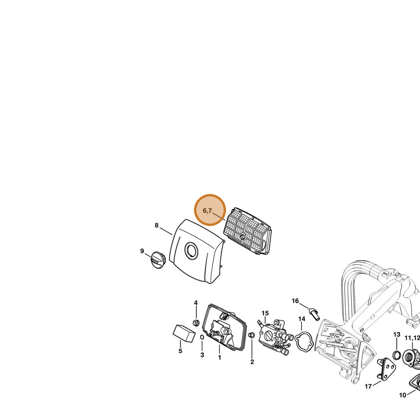 STIHL part 1137-120-1601 — IPL diagram snippet (6x zoom, amber highlight)