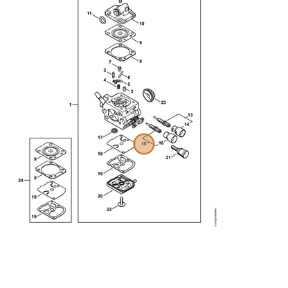 STIHL part 1137-120-6701 — IPL diagram snippet (6x zoom, amber highlight)