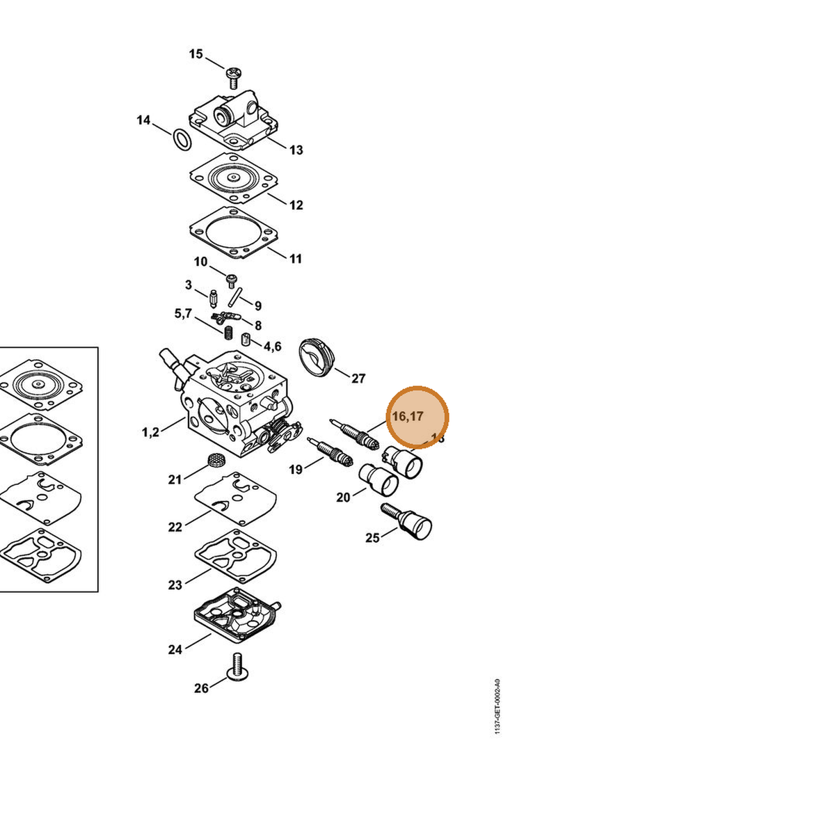 STIHL part 1137-120-6803 — IPL diagram snippet (6x zoom, amber highlight)