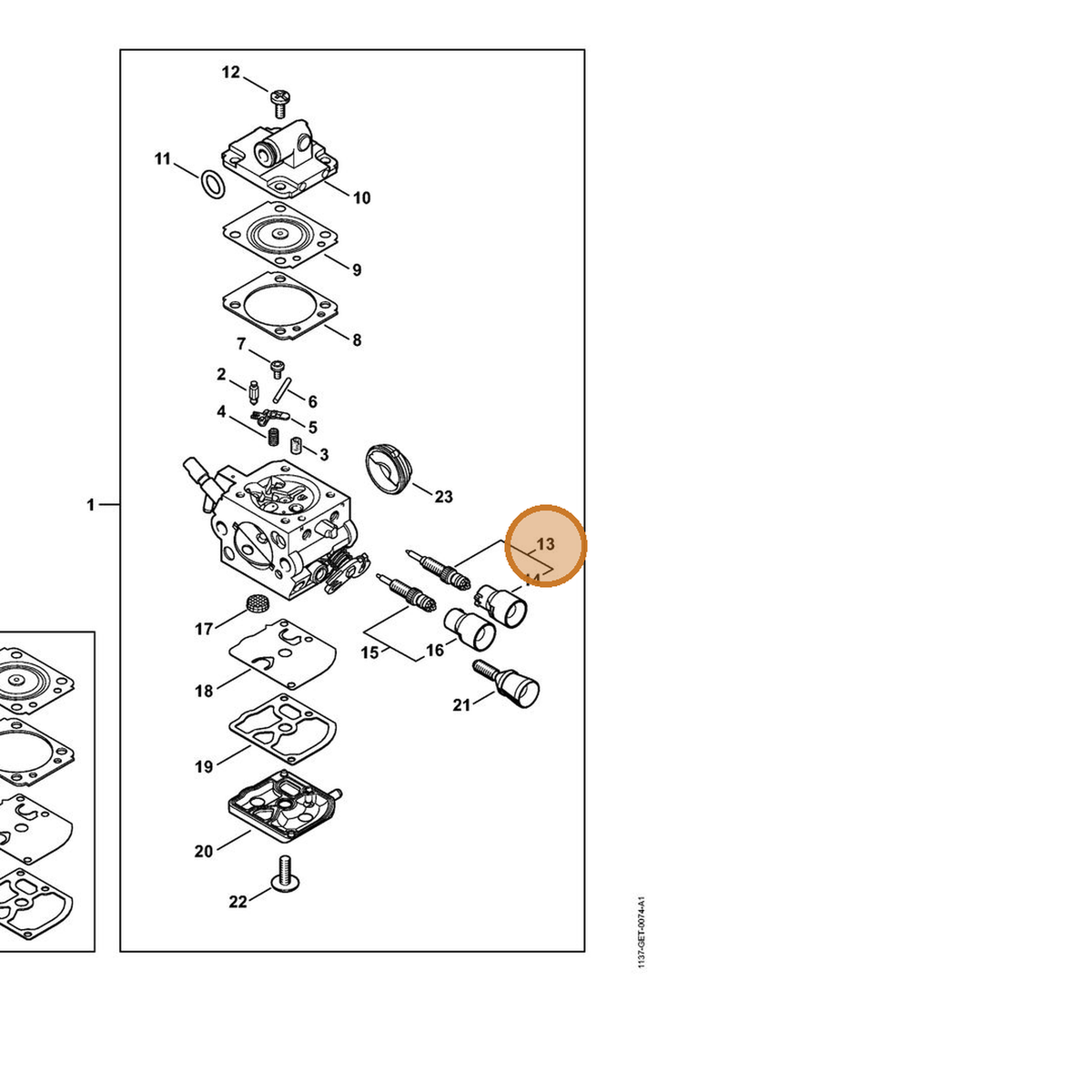 STIHL part 1137-120-6806 — IPL diagram snippet (6x zoom, amber highlight)