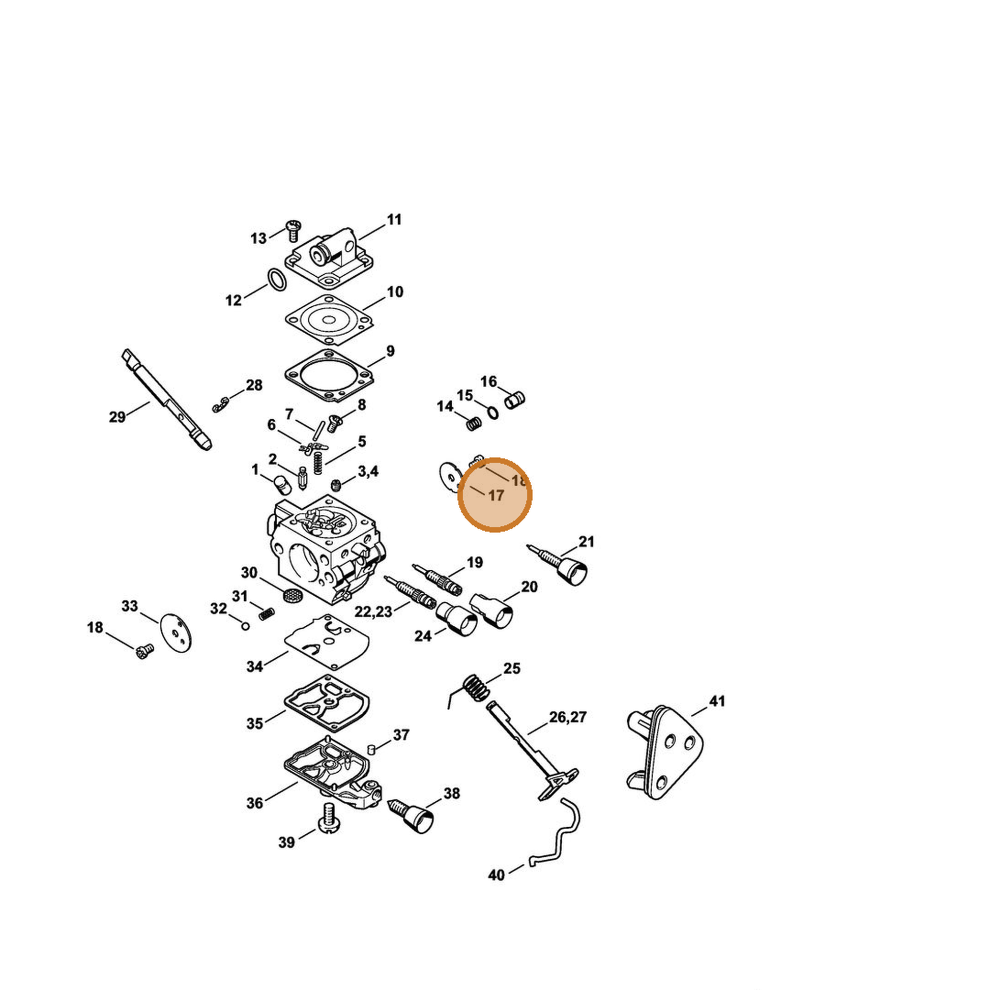 STIHL part 1137-121-3300 — IPL diagram snippet (6x zoom, amber highlight)