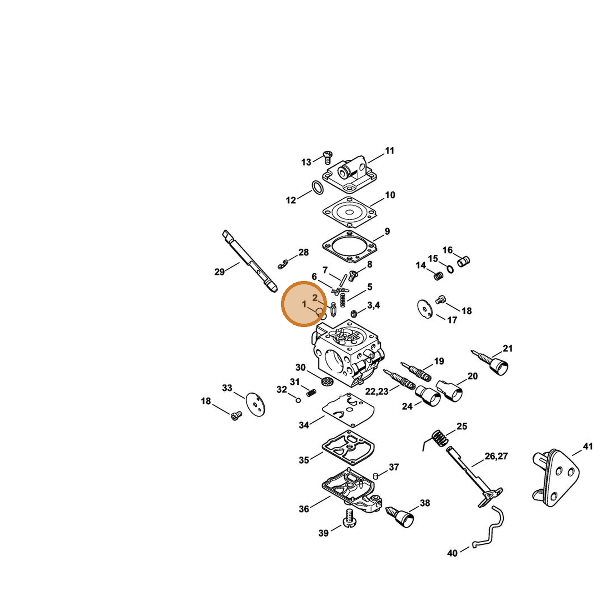 STIHL part 1137-121-5400 — IPL diagram snippet (6x zoom, amber highlight)