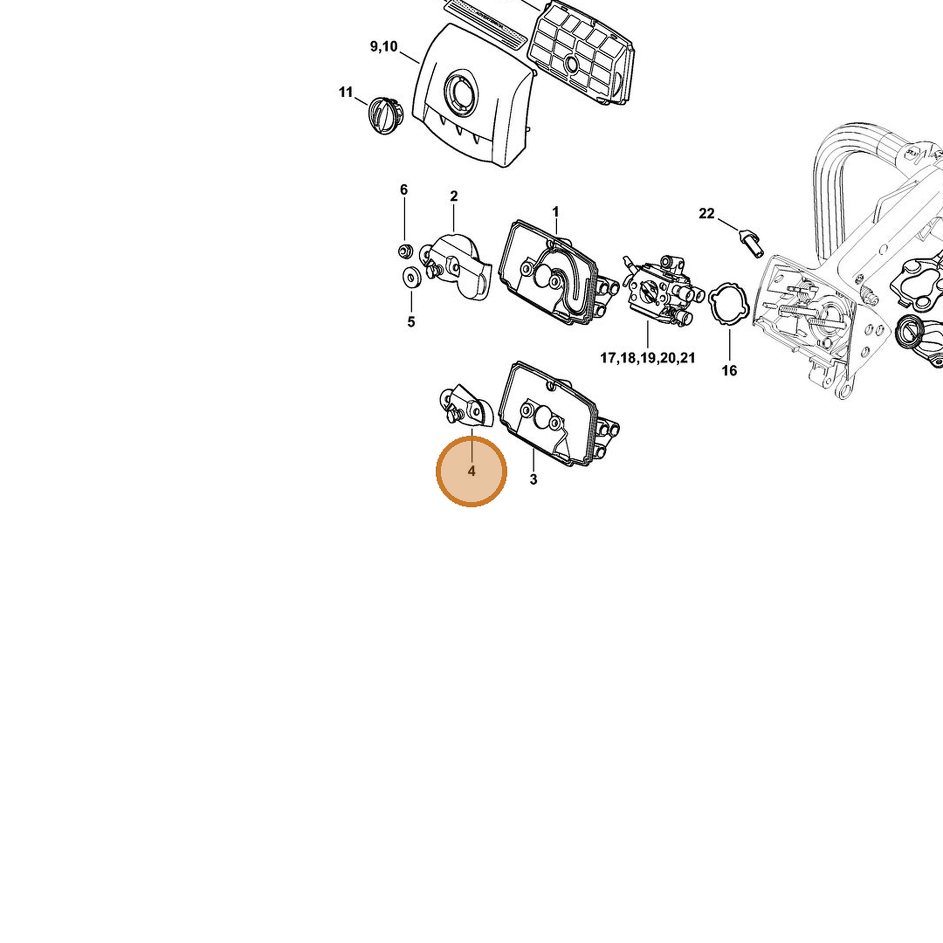 STIHL part 1137-121-6900 — IPL diagram snippet (6x zoom, amber highlight)