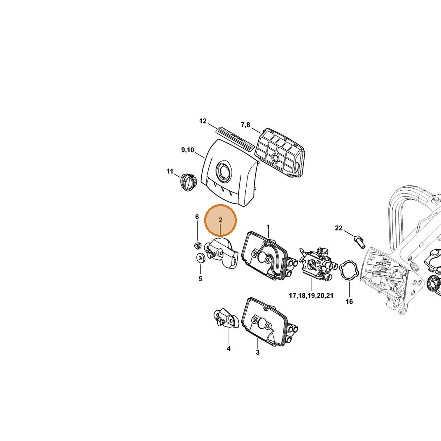 STIHL part 1137-121-6902 — IPL diagram snippet (6x zoom, amber highlight)