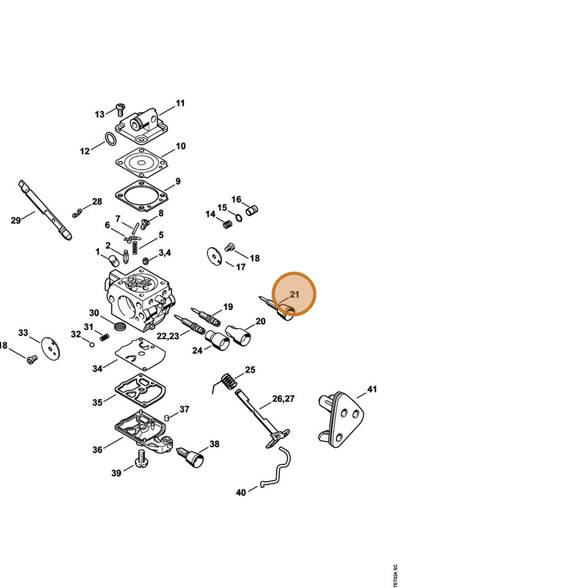 STIHL part 1137-122-6800 — IPL diagram snippet (6x zoom, amber highlight)