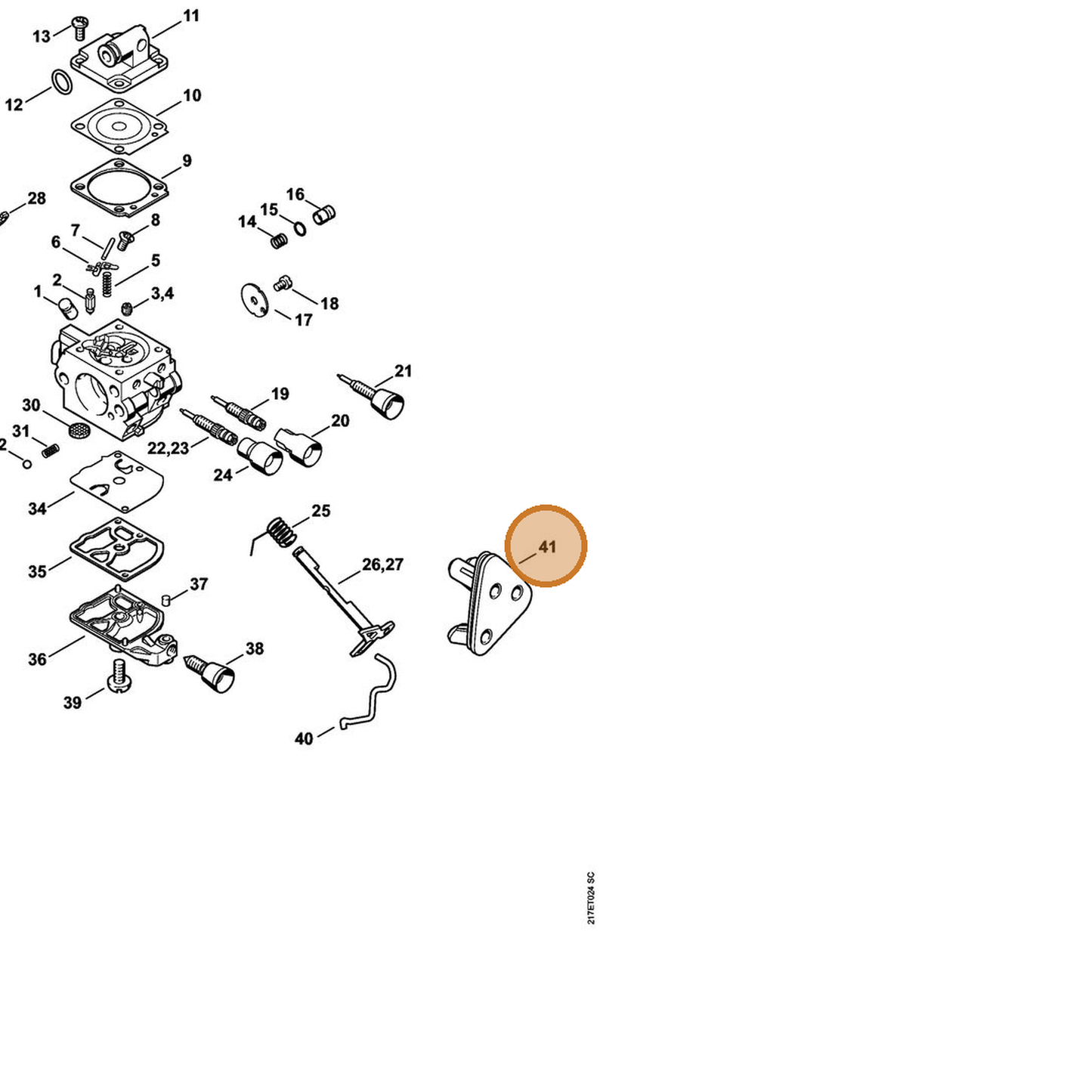 STIHL part 1137-123-7504 — IPL diagram snippet (6x zoom, amber highlight)