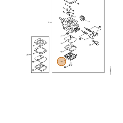 STIHL part 1137-125-0200 — IPL diagram snippet (6x zoom, amber highlight)