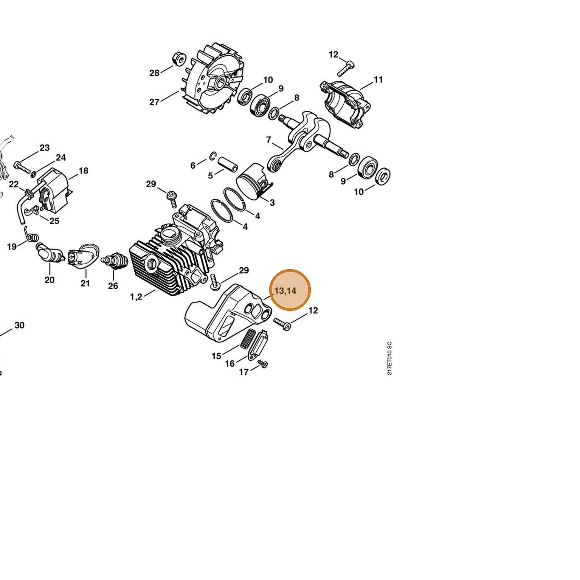 STIHL part 1137-140-0601 — IPL diagram snippet (6x zoom, amber highlight)