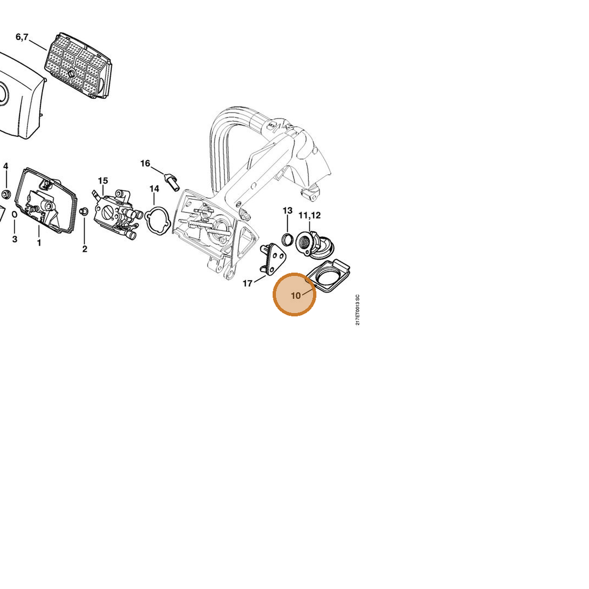 STIHL part 1137-141-3300 — IPL diagram snippet (6x zoom, amber highlight)