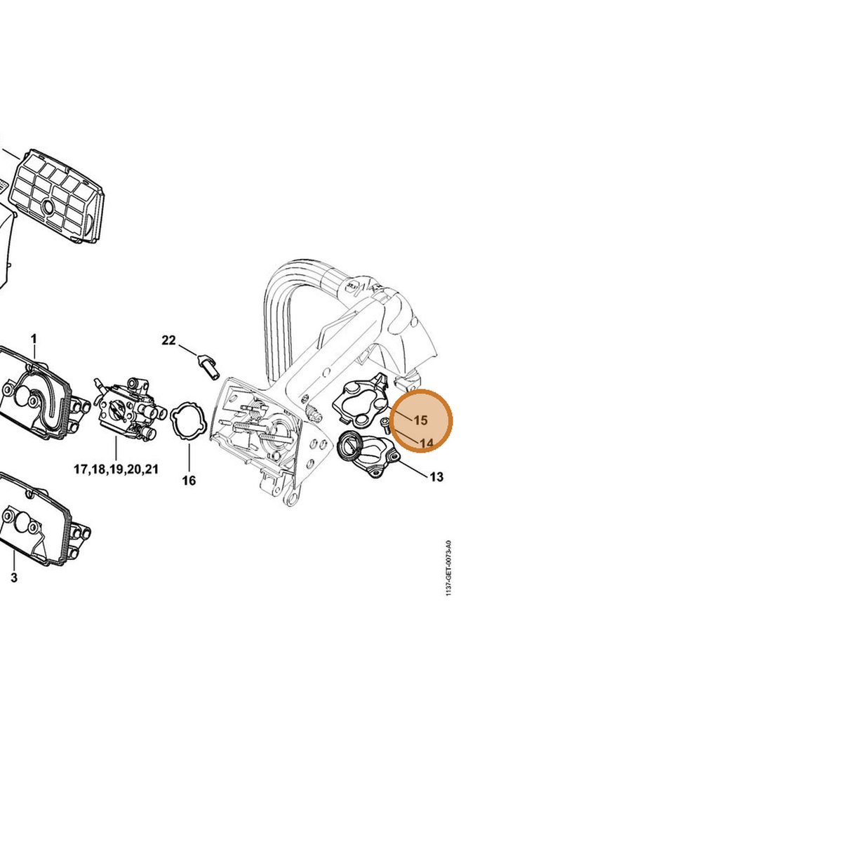 STIHL part 1137-141-3301 — IPL diagram snippet (6x zoom, amber highlight)