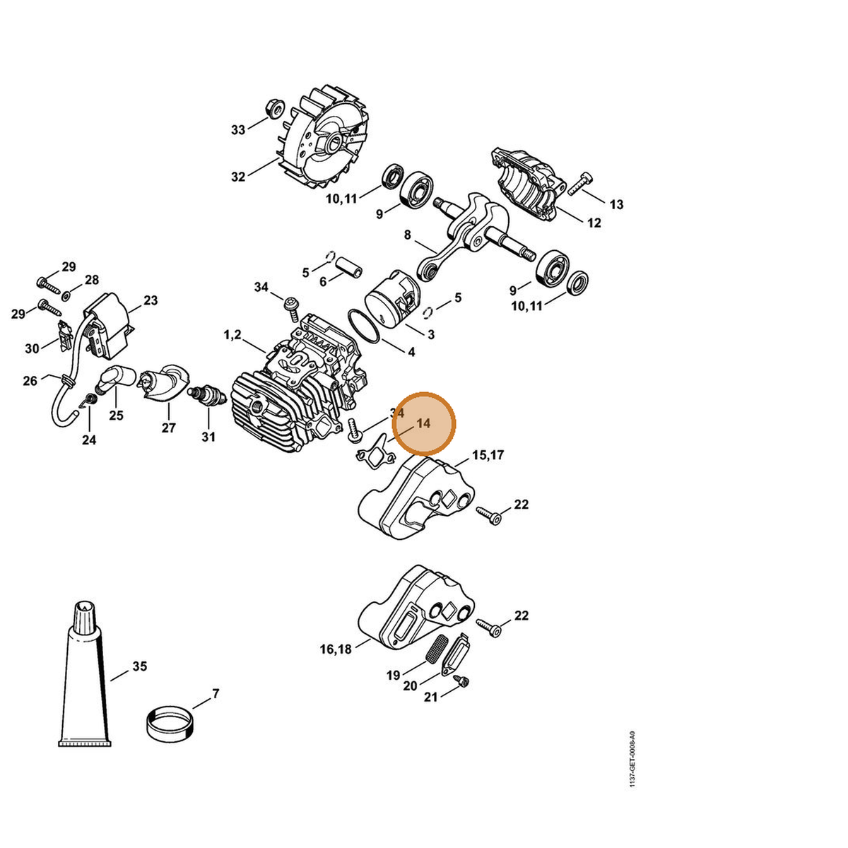 STIHL part 1137-149-0601 — IPL diagram snippet (6x zoom, amber highlight)