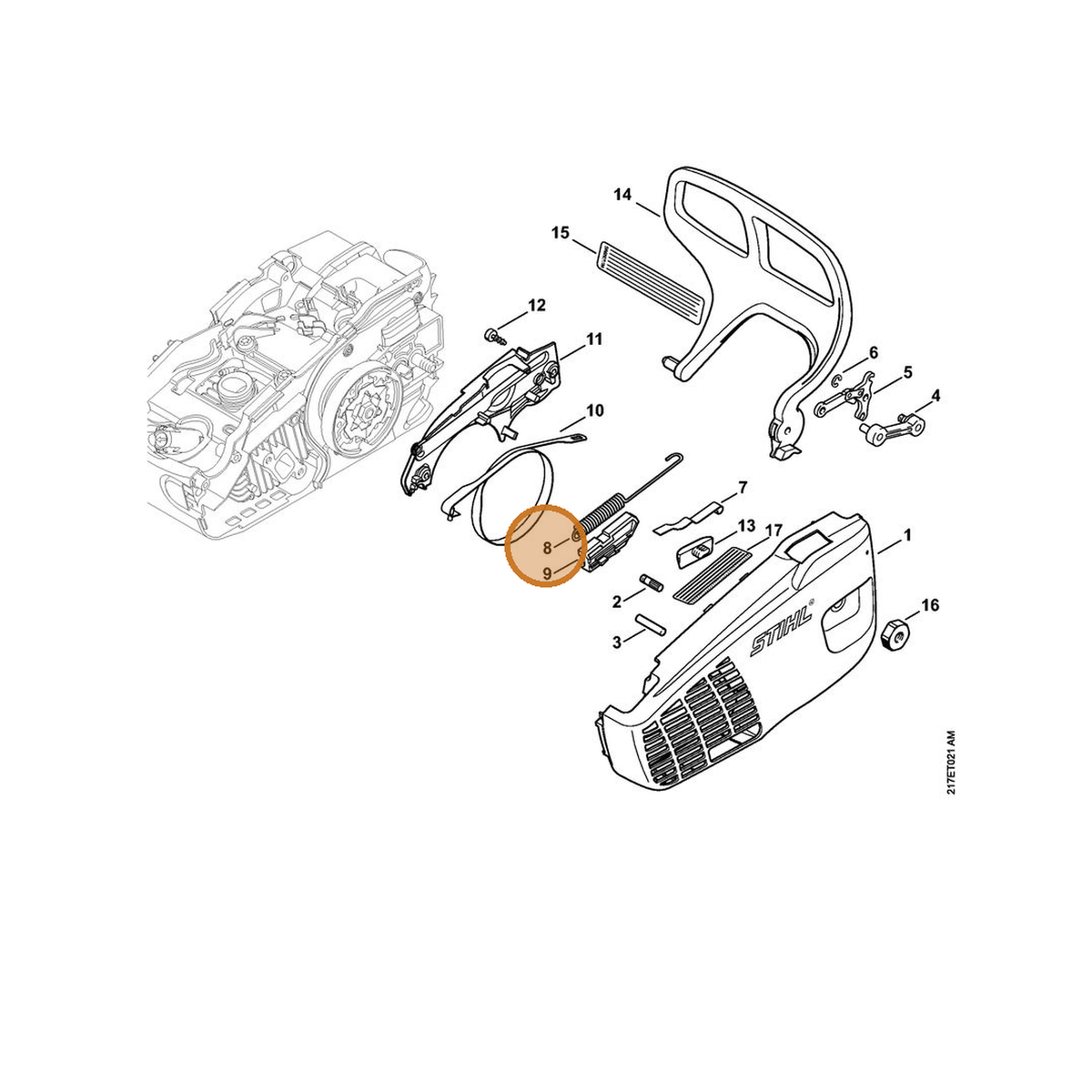 STIHL part 1137-160-5502 — IPL diagram snippet (6x zoom, amber highlight)