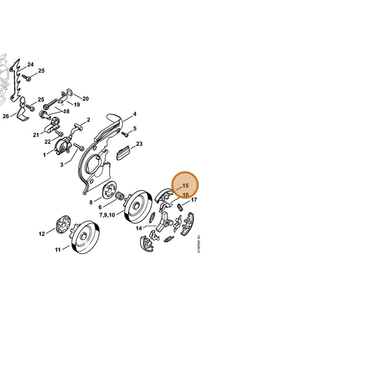 STIHL part 1137-162-0800 — IPL diagram snippet (6x zoom, amber highlight)