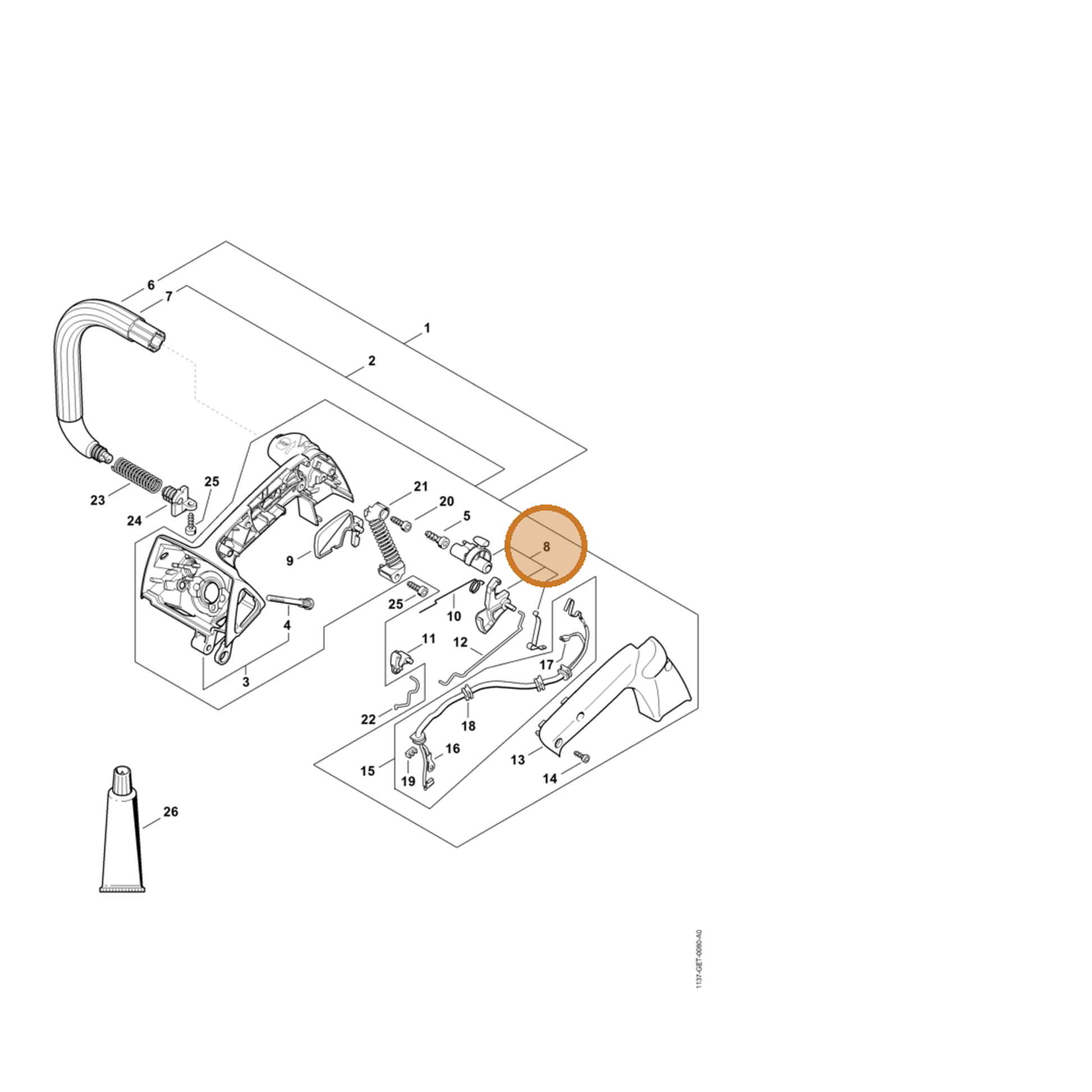 STIHL part 1137-180-0951 — IPL diagram snippet (6x zoom, amber highlight)