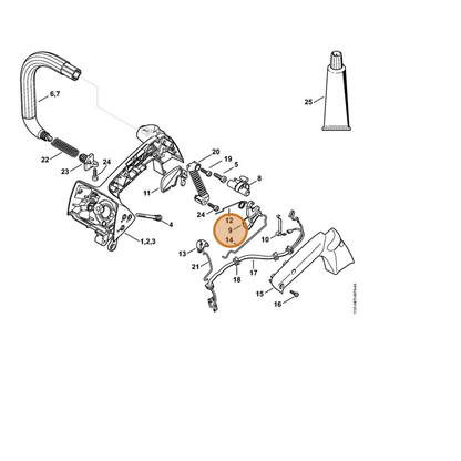 STIHL part 1137-180-1500 — IPL diagram snippet (6x zoom, amber highlight)