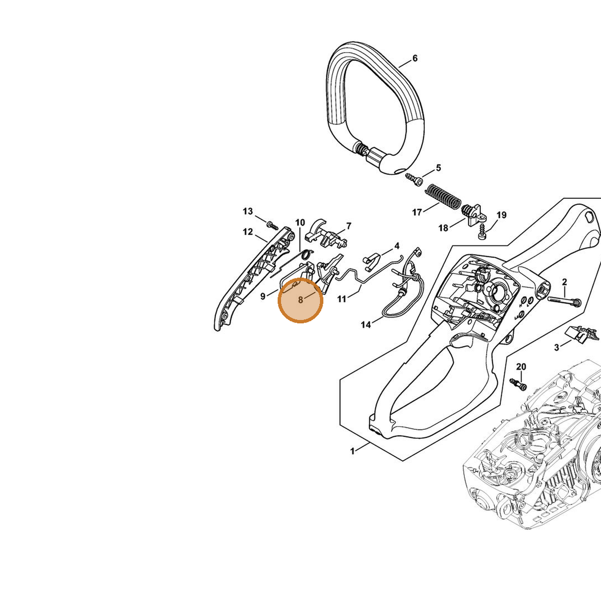 STIHL part 1137-180-1501 — IPL diagram snippet (6x zoom, amber highlight)