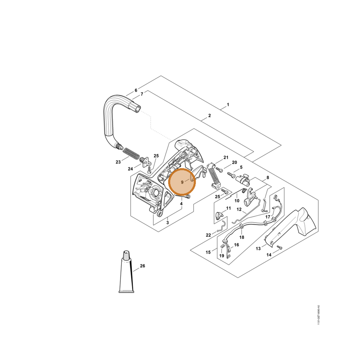 STIHL part 1137-182-0800 — IPL diagram snippet (6x zoom, amber highlight)