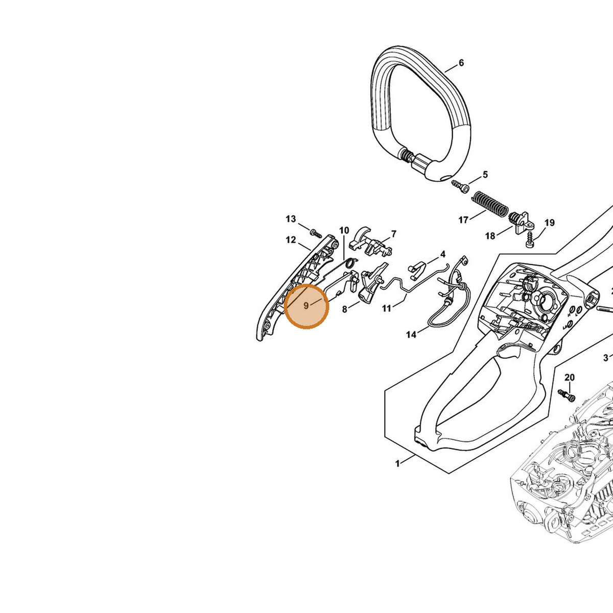 STIHL part 1137-182-0801 — IPL diagram snippet (6x zoom, amber highlight)