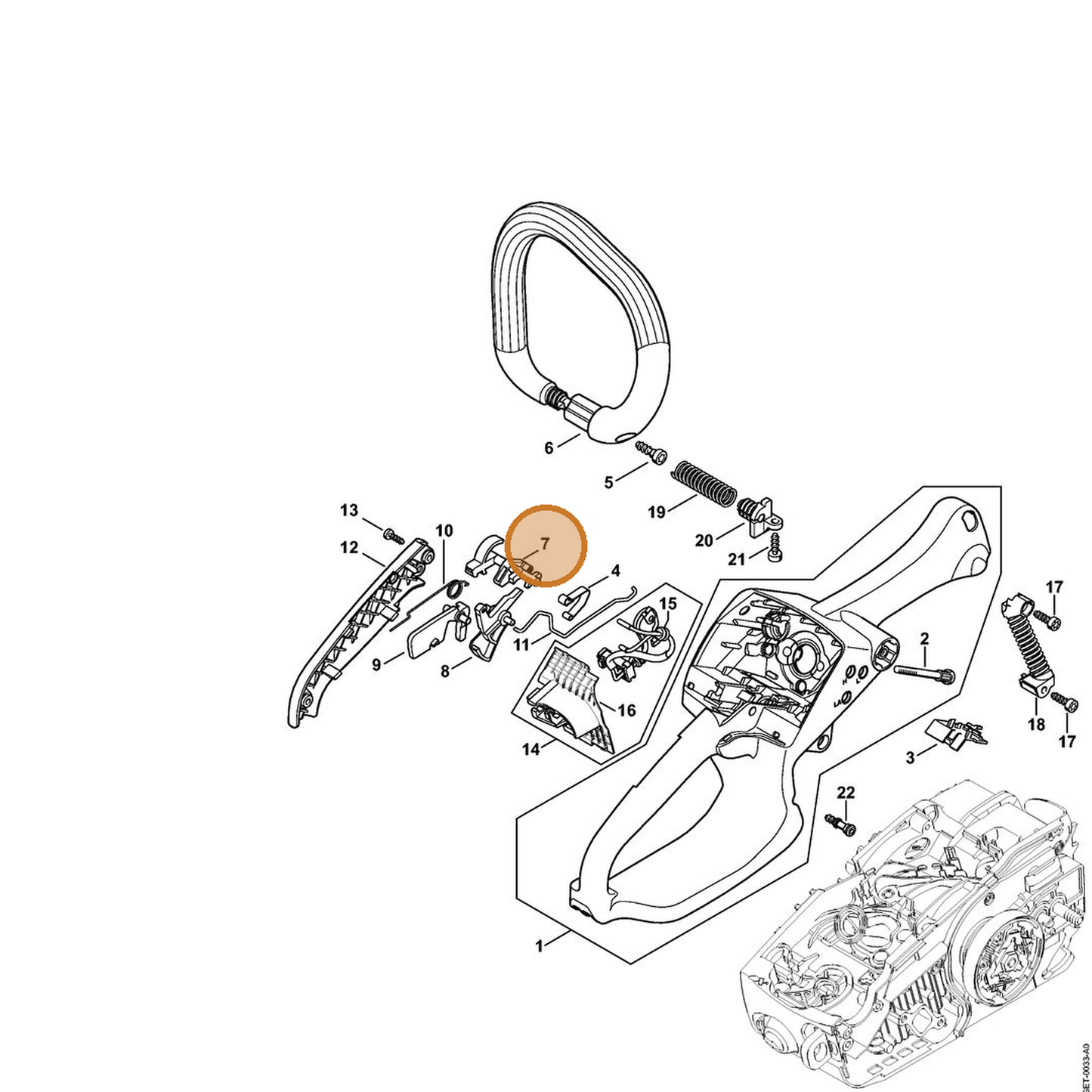 STIHL part 1137-182-0905 — IPL diagram snippet (6x zoom, amber highlight)