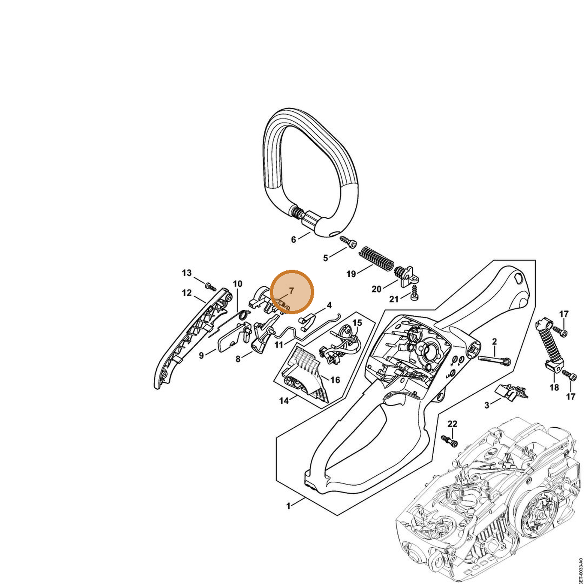 STIHL part 1137-182-0905 — IPL diagram snippet (6x zoom, amber highlight)