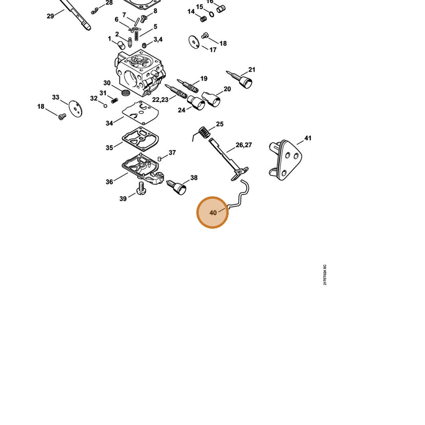 STIHL part 1137-182-1503 — IPL diagram snippet (6x zoom, amber highlight)