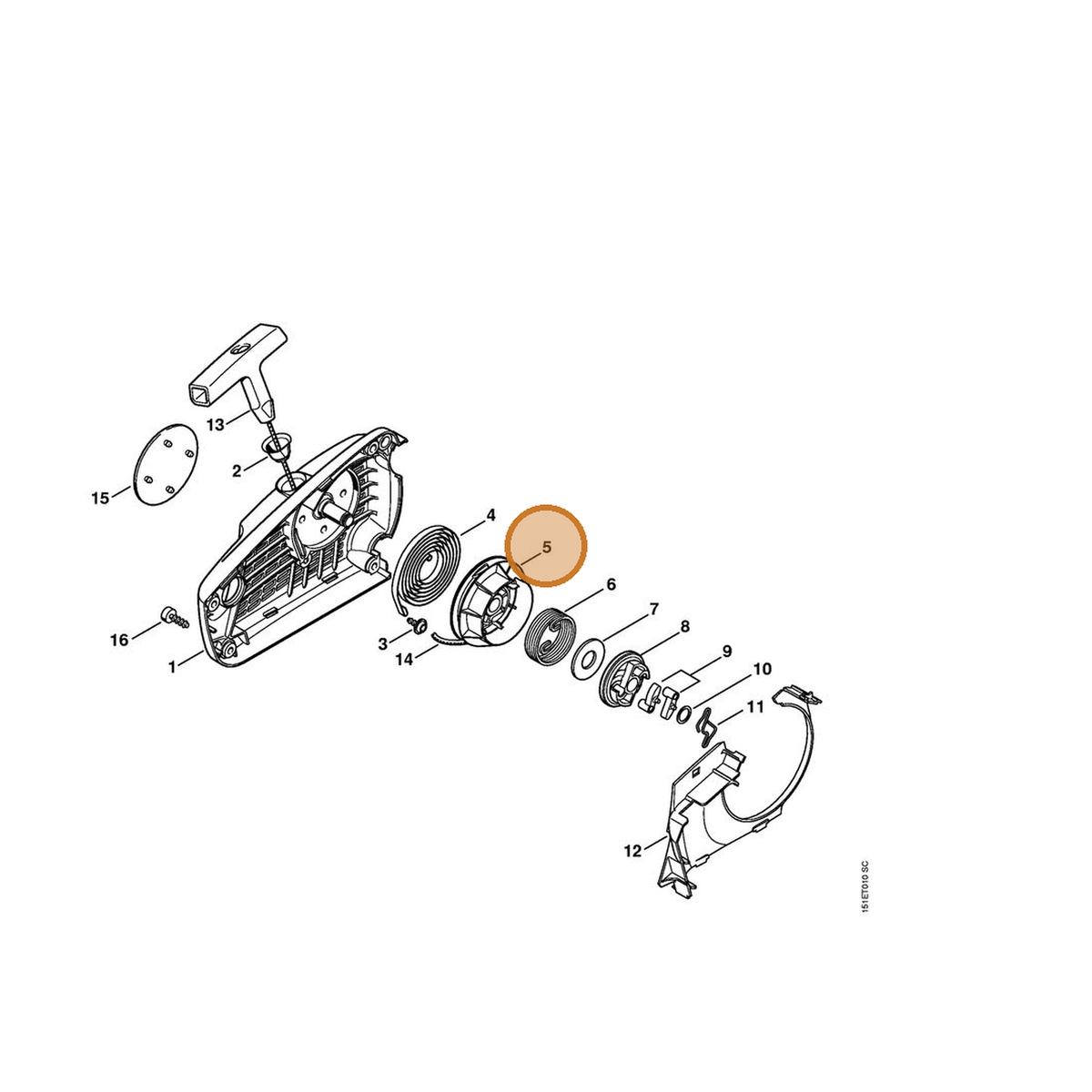 STIHL part 1137-190-1000 — IPL diagram snippet (6x zoom, amber highlight)