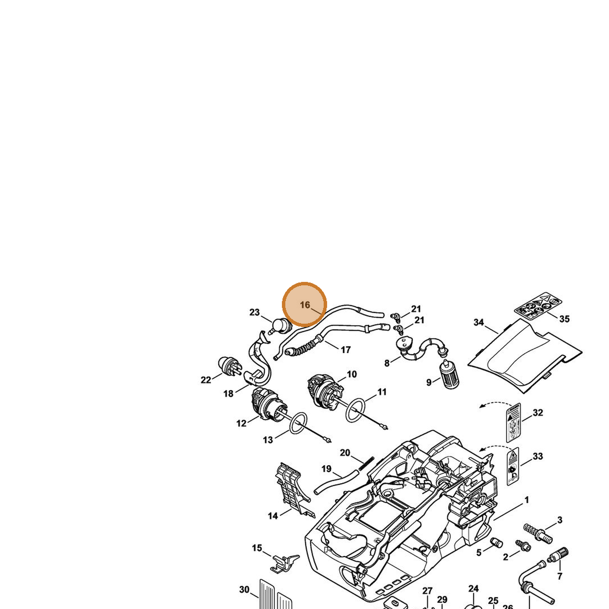 STIHL part 1137-350-5003 — IPL diagram snippet (6x zoom, amber highlight)
