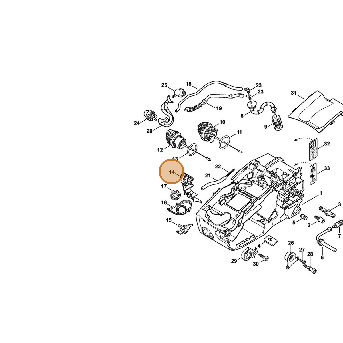 STIHL part 1137-351-4001 — IPL diagram snippet (6x zoom, amber highlight)
