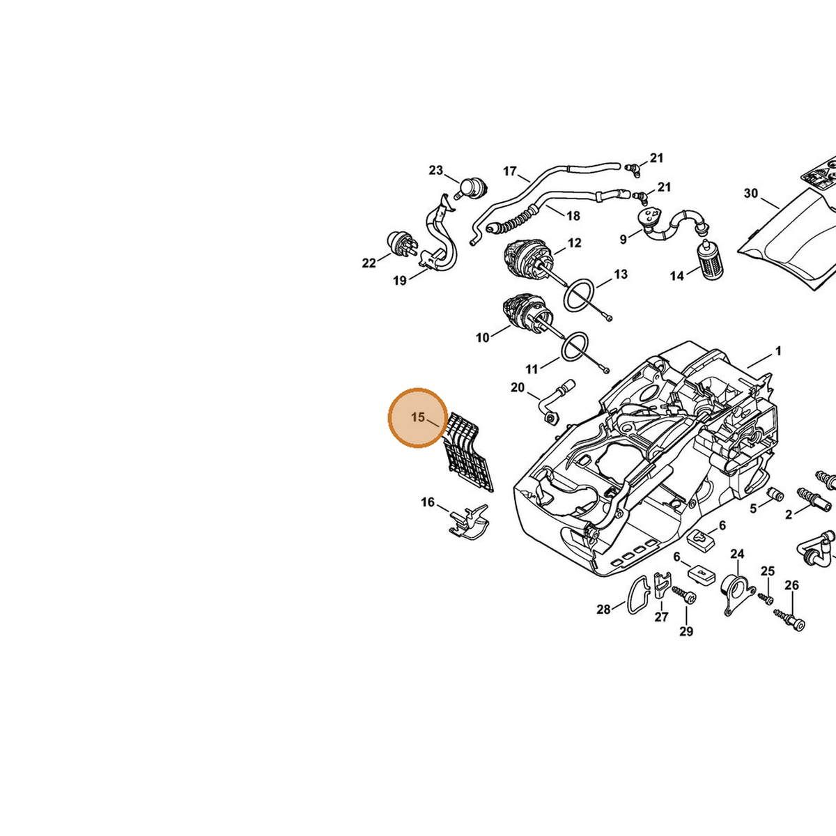 STIHL part 1137-351-4002 — IPL diagram snippet (6x zoom, amber highlight)