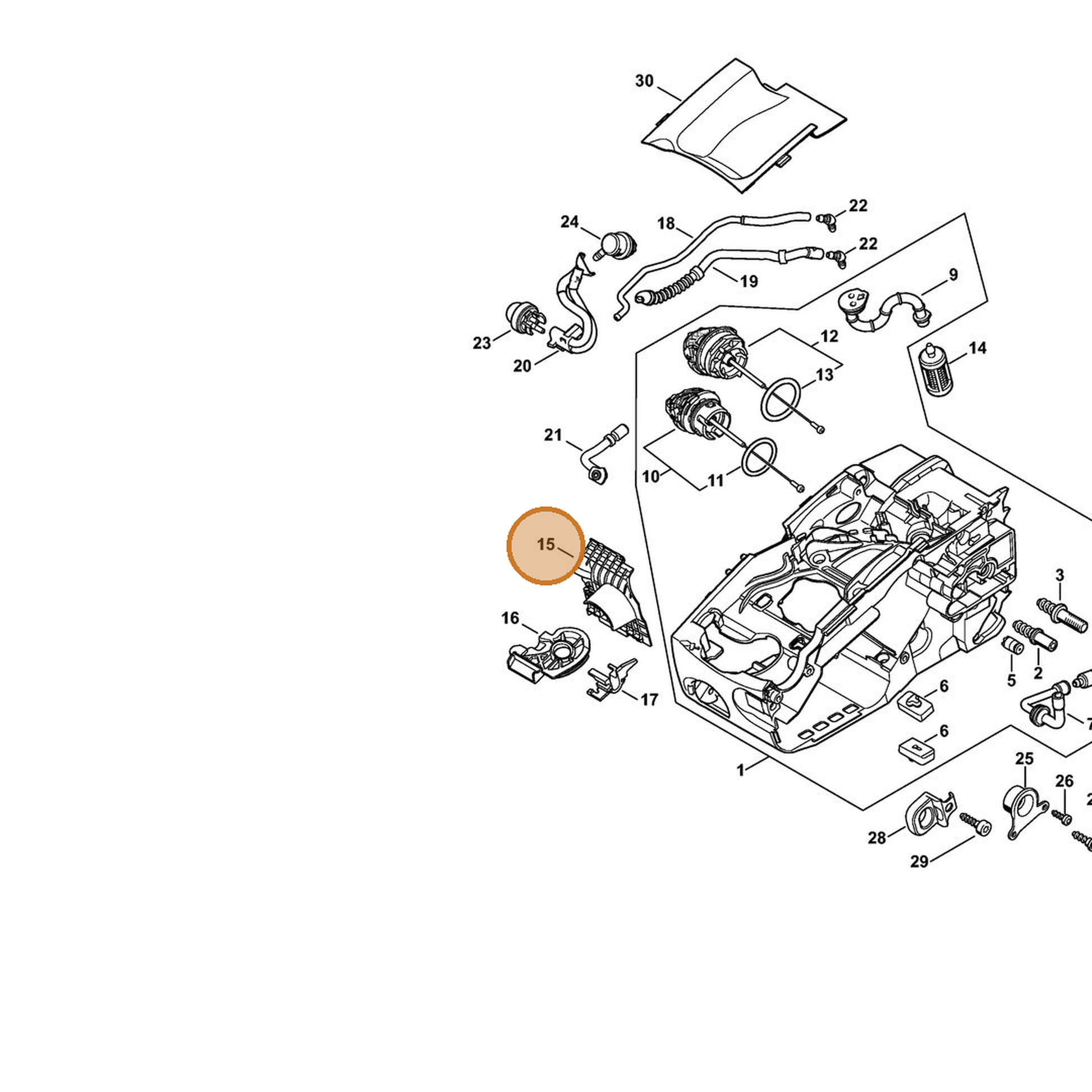 STIHL part 1137-351-4003 — IPL diagram snippet (6x zoom, amber highlight)