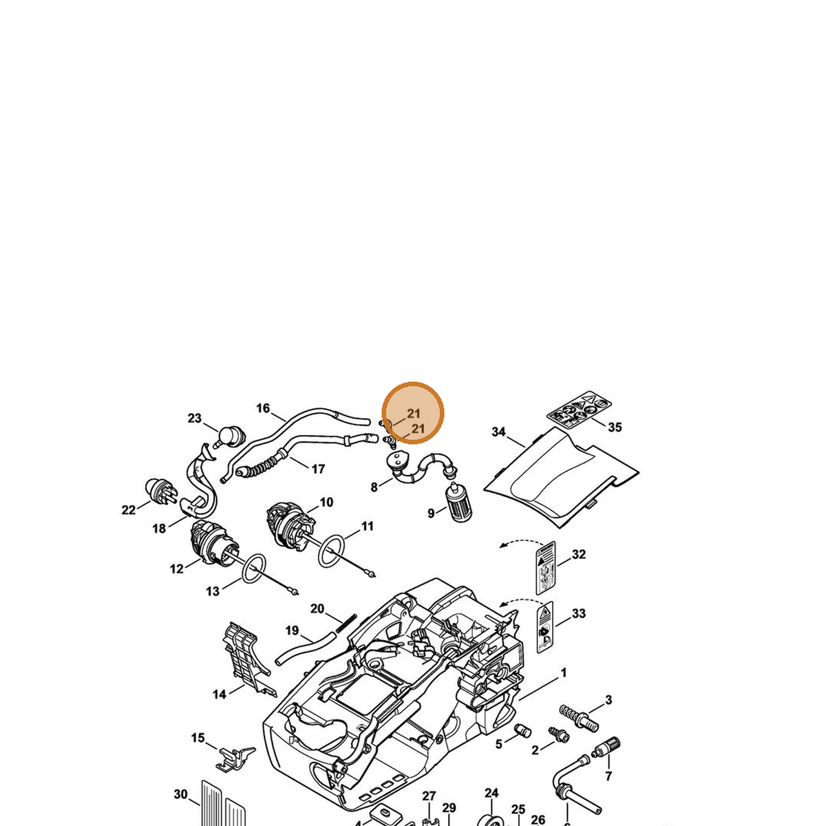 STIHL part 1137-353-2600 — IPL diagram snippet (6x zoom, amber highlight)