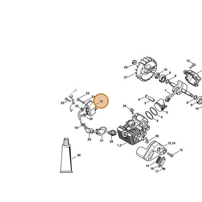 STIHL part 1137-400-1307 — IPL diagram snippet (6x zoom, amber highlight)