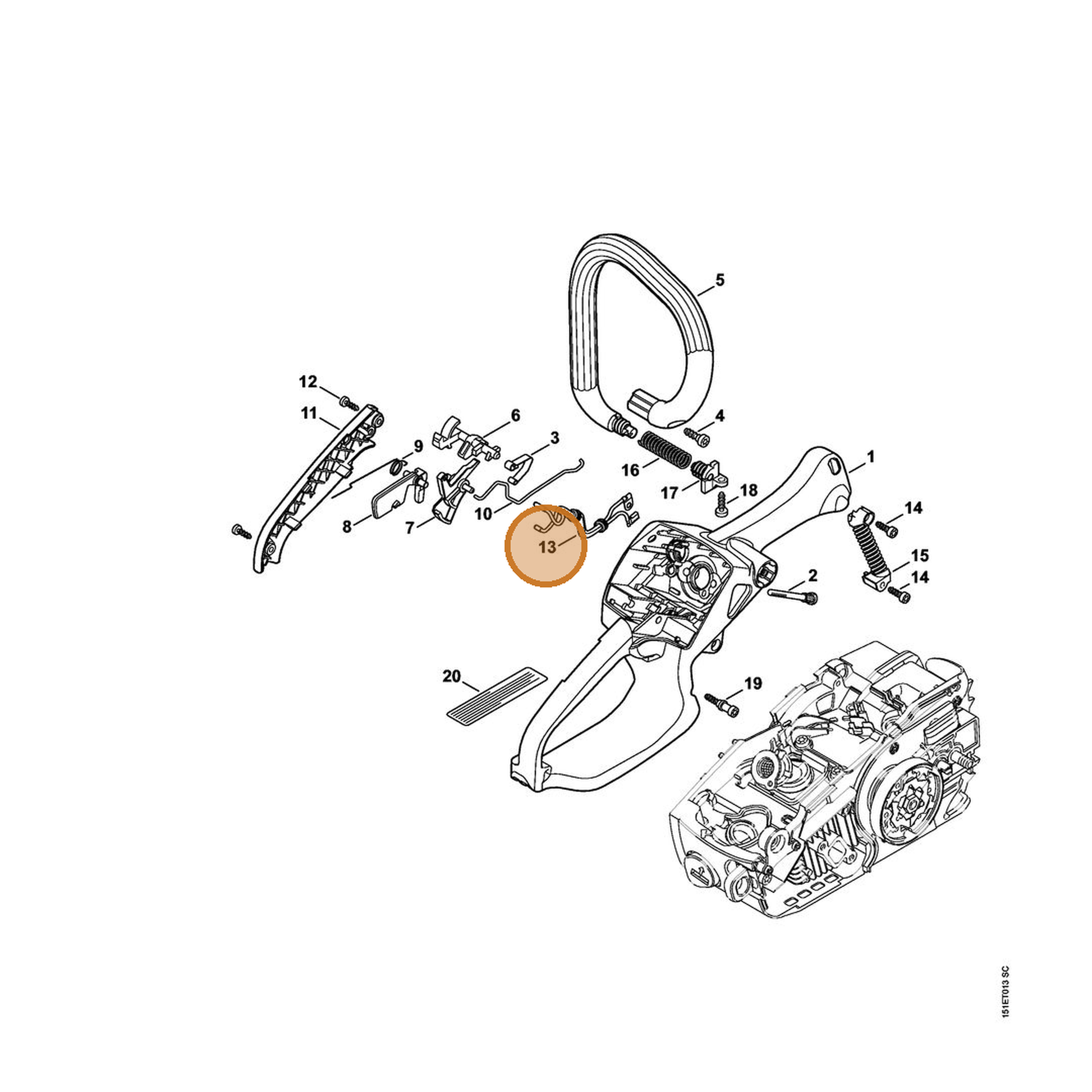 STIHL part 1137-440-3001 — IPL diagram snippet (6x zoom, amber highlight)