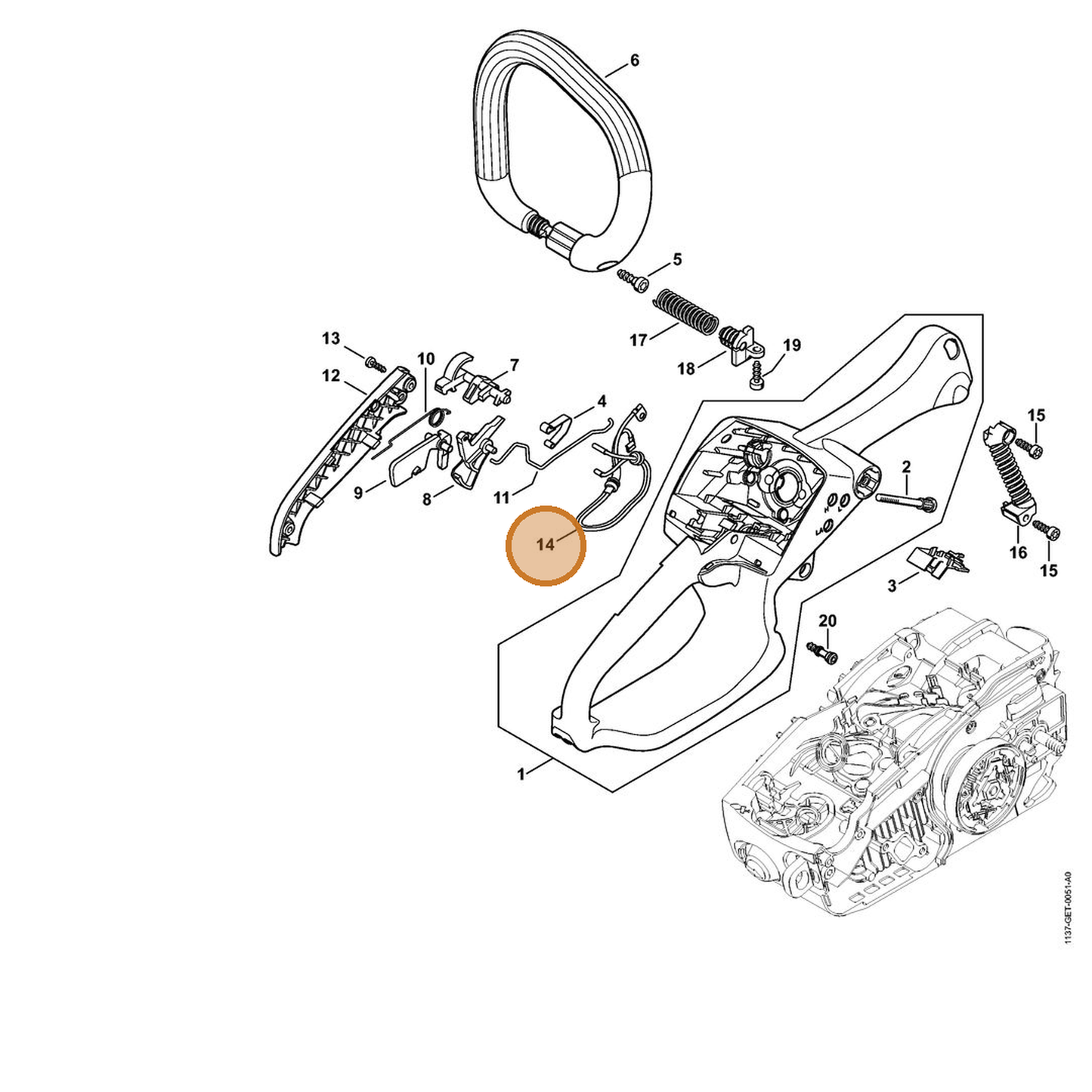 STIHL part 1137-440-3002 — IPL diagram snippet (6x zoom, amber highlight)