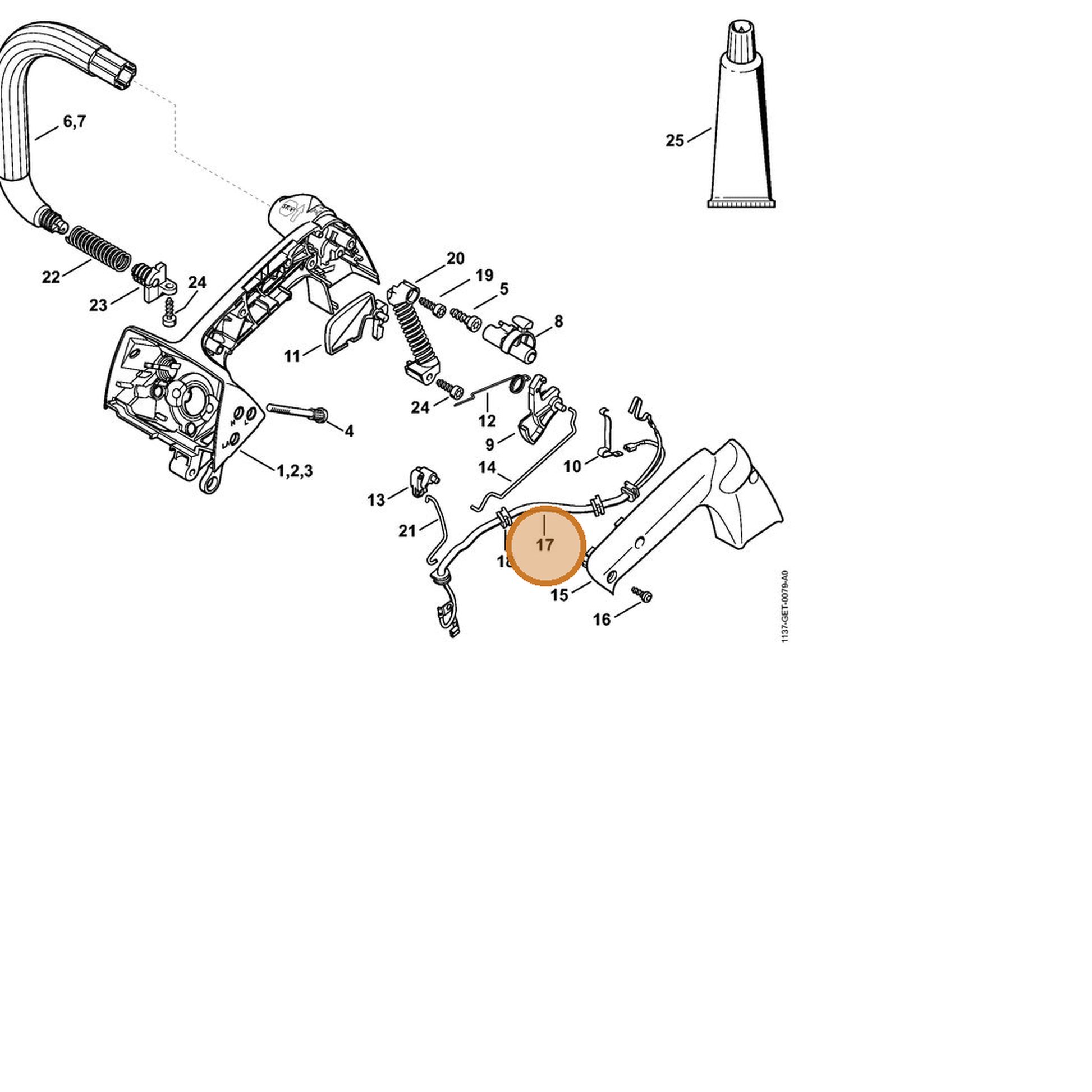 STIHL part 1137-440-3004 — IPL diagram snippet (6x zoom, amber highlight)