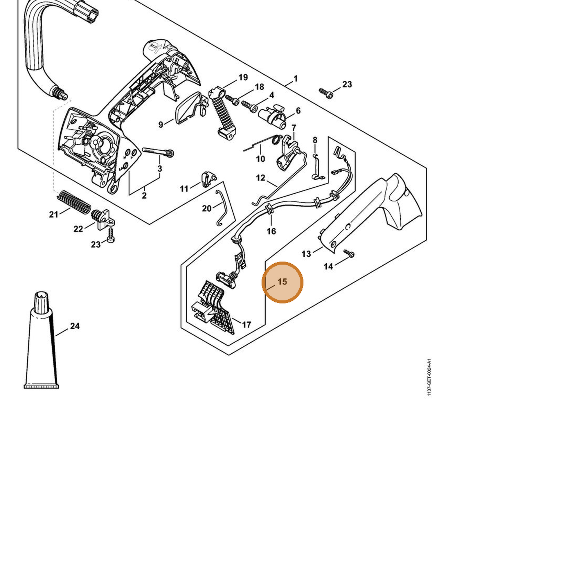 STIHL part 1137-440-3008 — IPL diagram snippet (6x zoom, amber highlight)