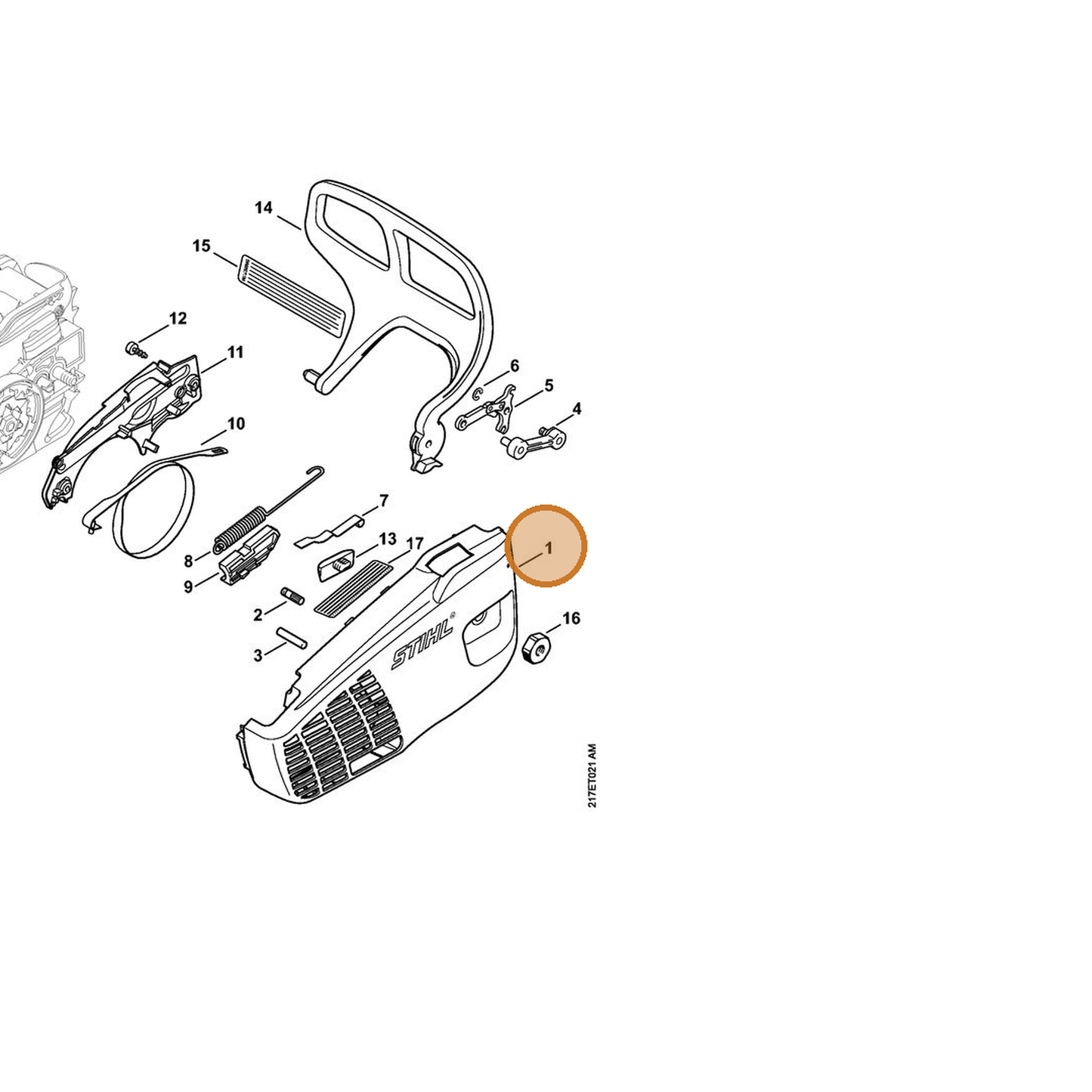 STIHL part 1137-640-1701 — IPL diagram snippet (6x zoom, amber highlight)