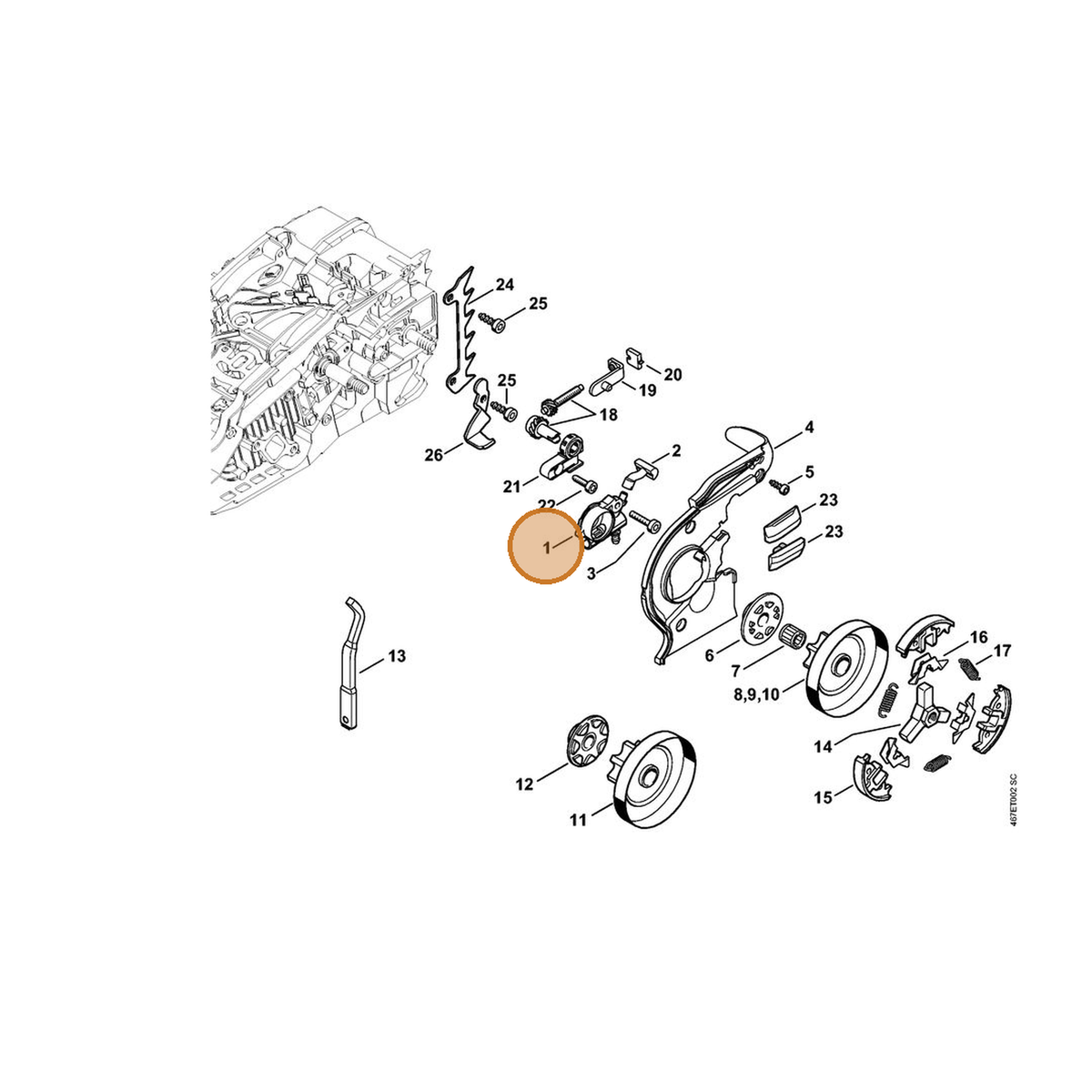 STIHL part 1137-640-3203 — IPL diagram snippet (6x zoom, amber highlight)