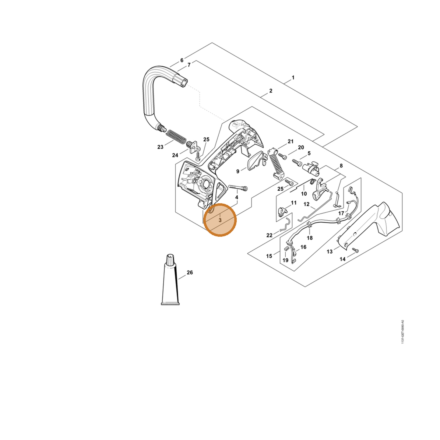 STIHL part 1137-790-1000 — IPL diagram snippet (6x zoom, amber highlight)